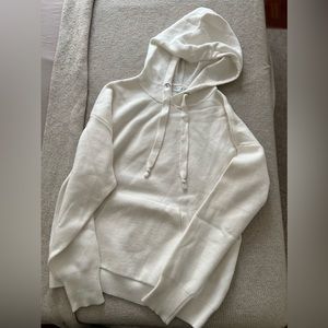 White knitted set | Knitted hoodie and pants matching set